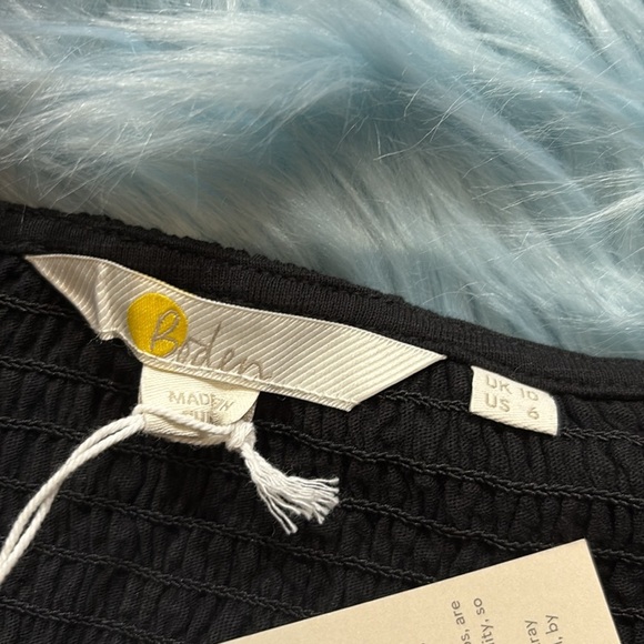 NWT Boden Squareneck Smocked Puff Sleeve Crop Top Black sz 6 - Picture 8 of 11